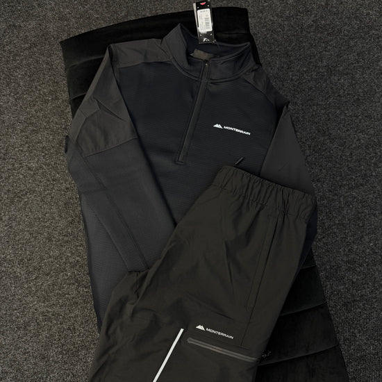 MONTERRAIN BLACK QUARTER-ZIP TRACKSUIT