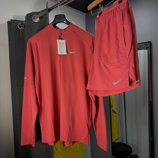 NIKE PEACH QUARTER ZIP SHORT SET