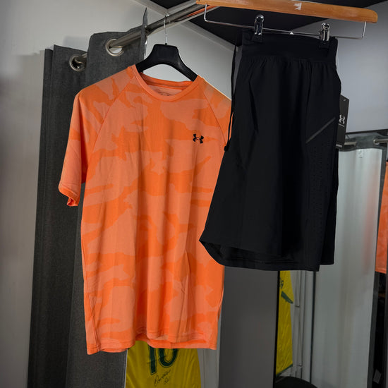 UNDER ARMOUR ORANGE CAMO SHORT SET