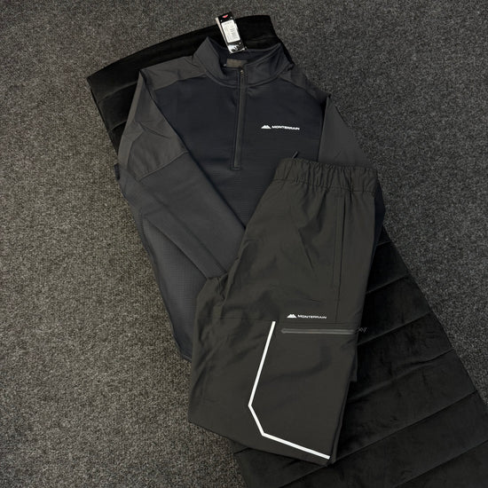 MONTERRAIN BLACK QUARTER-ZIP TRACKSUIT